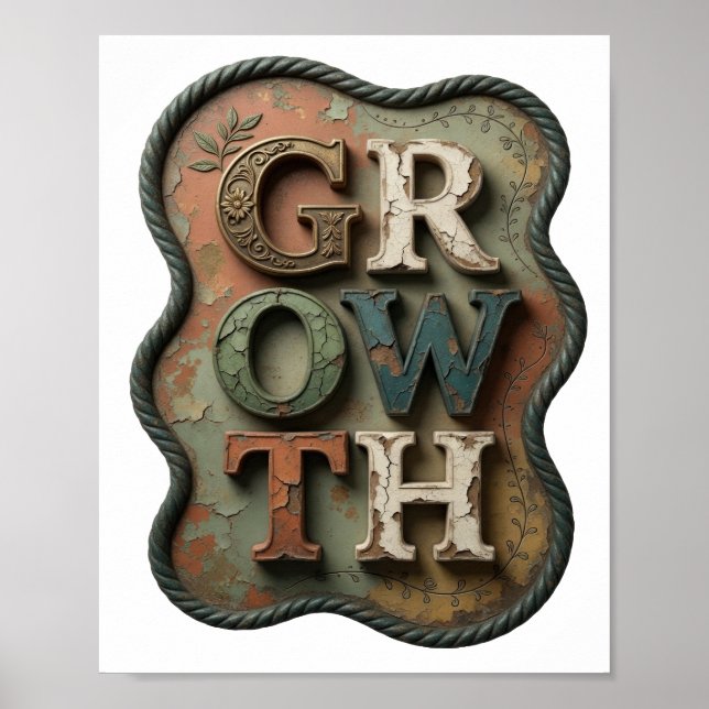 Poster Slogan de Crescimento em Ouro Estiloso Design (Frente)