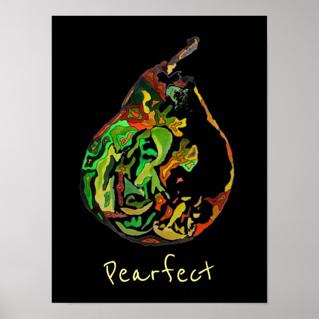 Poster Slogan de fruta de pera pop de arte aquarela (Frente)