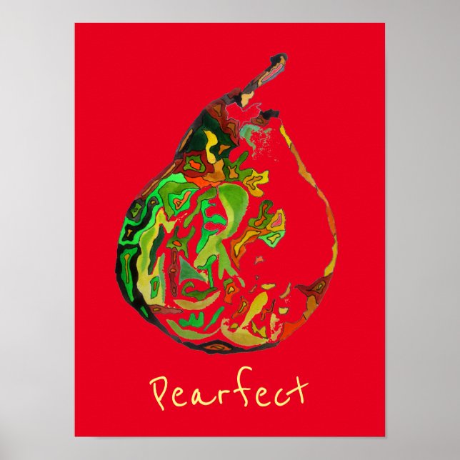 Poster Slogan de fruta de pera pop de arte aquarela (Frente)