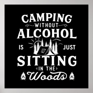 Poster Slogan engraçado do camping bebendo diz: