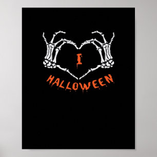 Poster Slogan Halloween. Gesto Cardíaco Feito De Esquelet