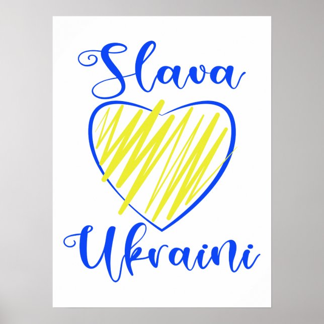 Poster Slogan Slava Ucraniano Glória à Ucrânia (Frente)