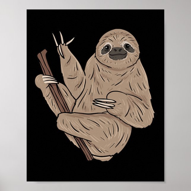 Poster Sloth Asl Gesto de Mão Surda Perda de Consciência (Frente)
