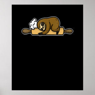 Poster Sloth baker   chef engraçado   presente de cozinh