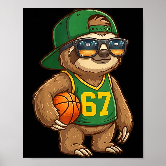 Poster Sloth Basketball 67 Gen Alpha Slang Srts Men Boys  (Frente)