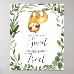 Poster Sloth Chá de fraldas Babies São Sinal Doce