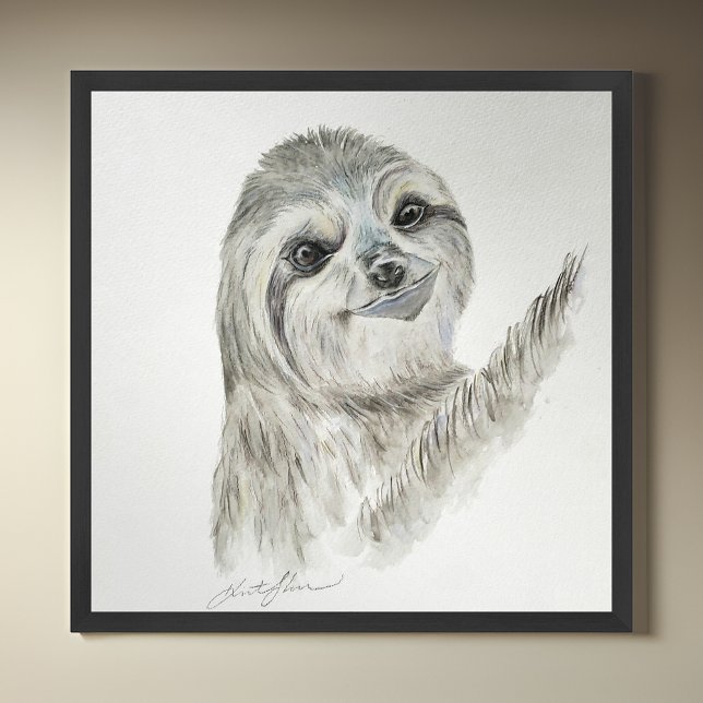 Poster Sloth de Sorriso de Aquarela (Criador carregado)