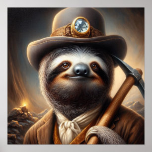 Poster Sloth Dourado Miner
