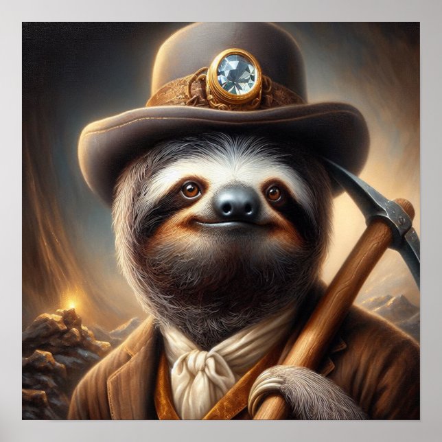 Poster Sloth Dourado Miner (Frente)