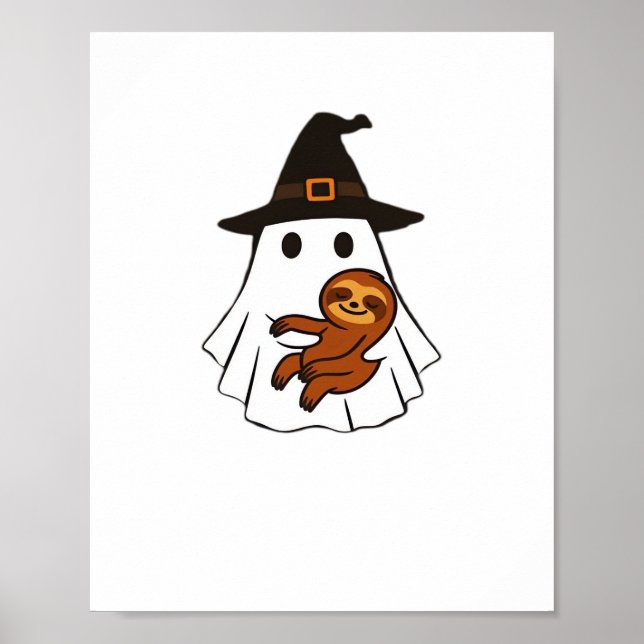 Poster Sloth Halloween Ghost Witch Hat Amantes de os anim (Frente)
