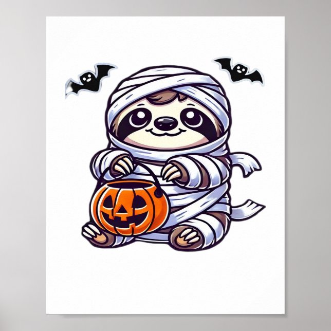 Poster Sloth Halloween Mummy Kids Men Sloth Classic (Frente)