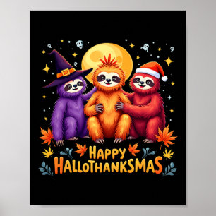 Poster Sloth Happy Hallothanksmas Dia das Bruxas