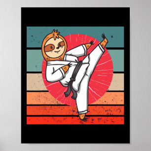 Poster Sloth Karate Black Belt Lover Esportes Japoneses