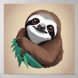Poster Sloth Saindo Com Folha Favorita