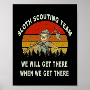 Poster Sloth Scouting Team acampando vint de presentes