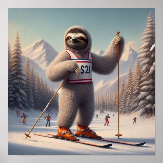 Poster Sloth Skiing (Frente)
