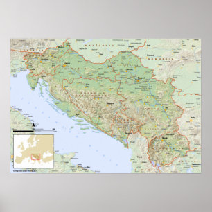 Pôster Slovenski do mapa de YU