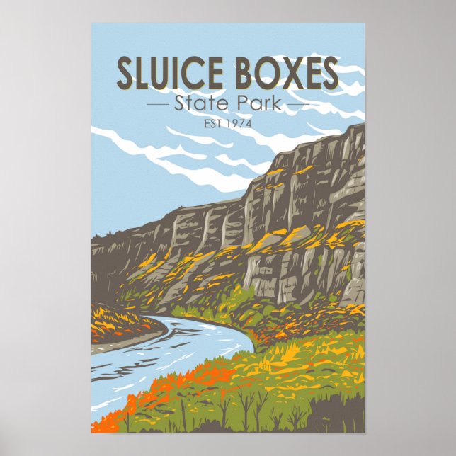 Poster Sluice Boxes State Park Montana Vintage  (Frente)