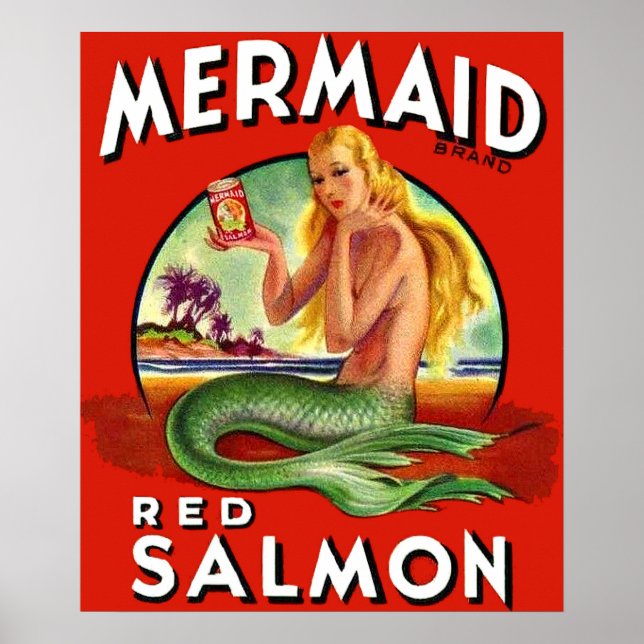 Poster Smermaid Salmon pode ser rotulado nos anos 40 (Frente)