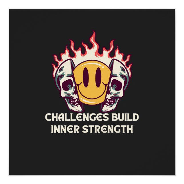 Pôster Smiley face com crânios - Inn Motivacional (Frente)