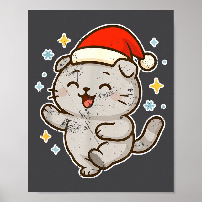 Poster Smiling Santa Cat Holiday Cheer  (Frente)