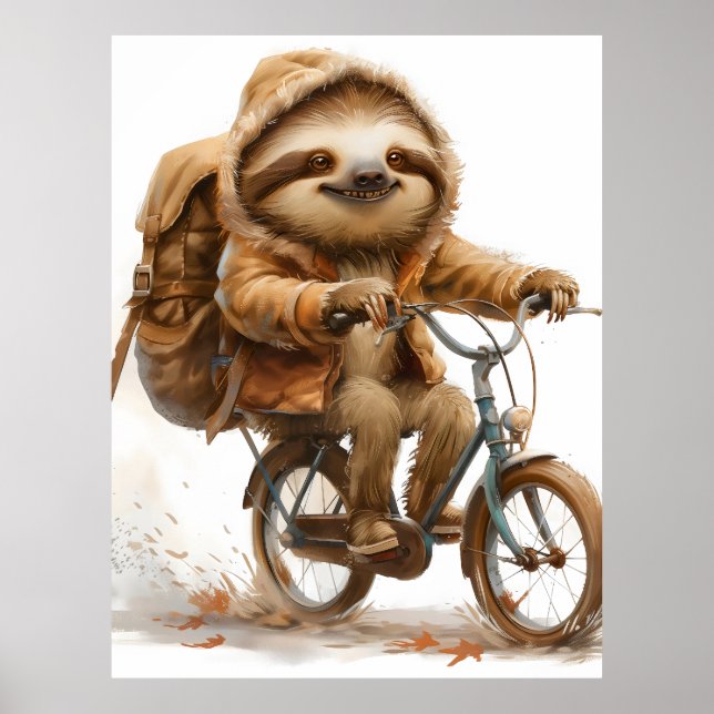 Poster Smiling Sloth Cyclist (Frente)