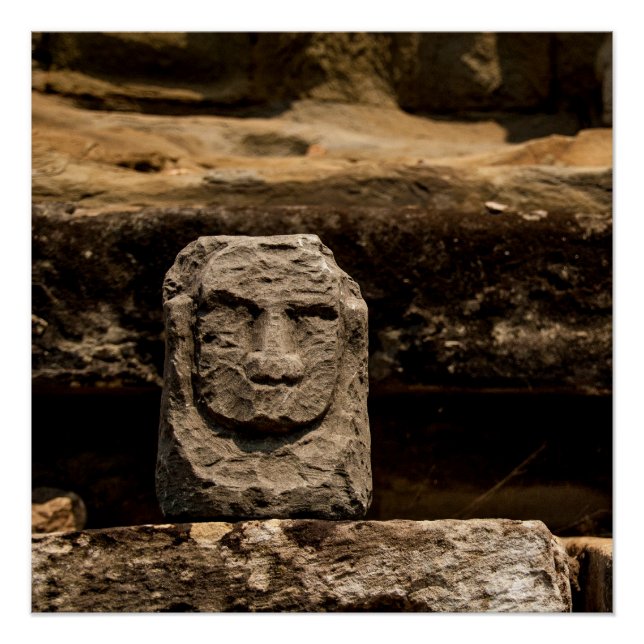 Pôster Smiling Stone Totem Cambodia - Poster ART Square (Frente)