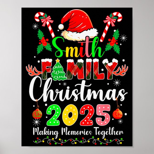 Poster Smith Family Christmas 2025 Matching Santa Hat Xma (Frente)