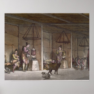 Pôster Smokehouse in Greenland (colour engraving)