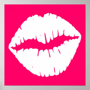 Poster Smooch cor-de-rosa e branco