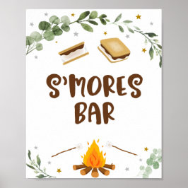 Poster S'mores Bar Camping Campfire Greenere Aniversário