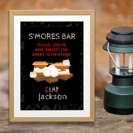 Poster S'mores Bar - Sinal de Festa de aniversário