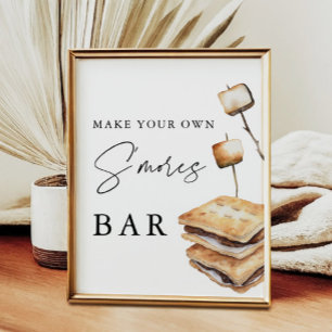 Poster Smores Buffet Faça seu próprio Sinal de Bar