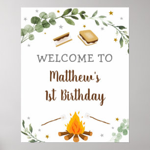 Poster S'mores Camping Campfire Greenere Aniversário Bem-