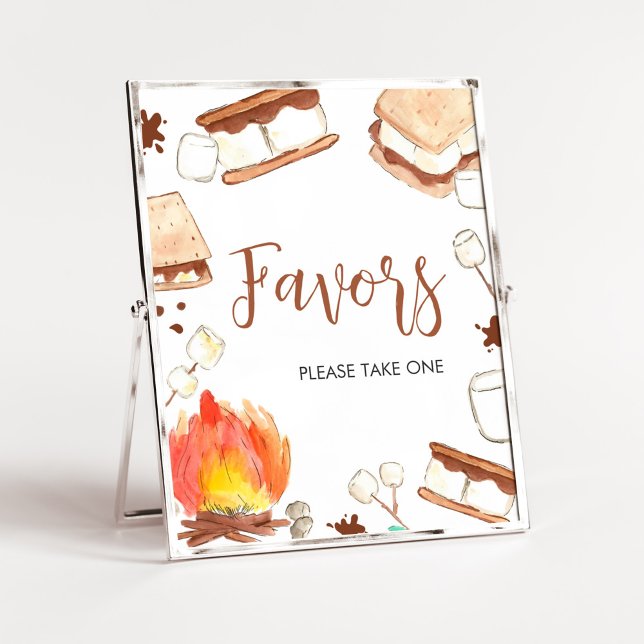Poster S'mores Camping Chá de fraldas Favors (Smore Fun Baby Shower Favors Sign)
