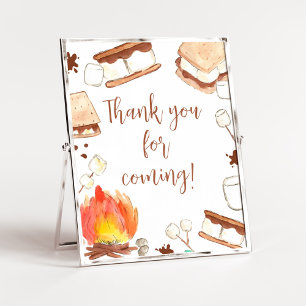 Poster S'mores Camping Chá de fraldas Obrigado por vir