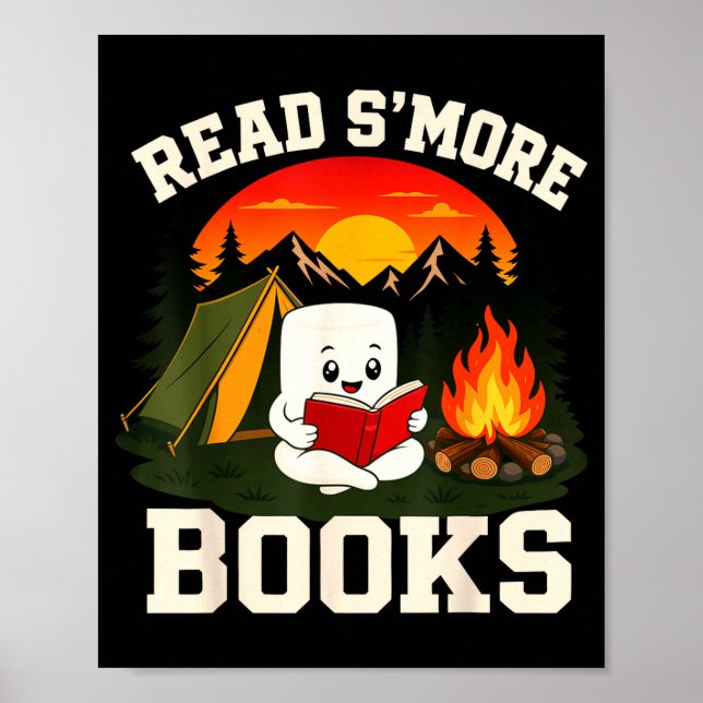 Poster S'mores marshmallow lendo fogueira de acampamento  (Frente)