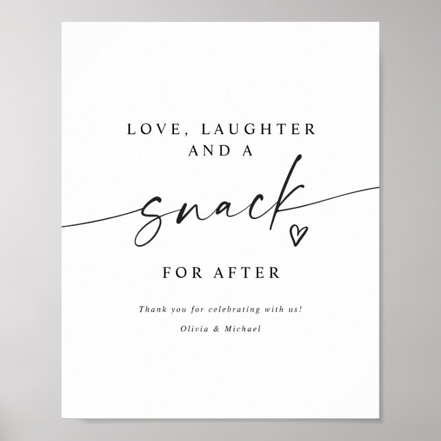 Poster Snack for After Modern Handwritten Wedding Sign (Frente)
