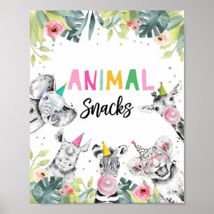 Poster Snacks de Animais Assinam Mesa de Aniversário de 
