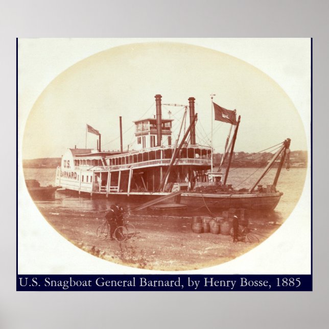 Pôster Snagboat americano "General Barnard" 1885 (Frente)