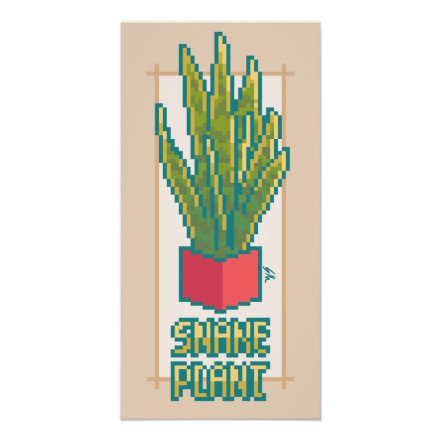 Pôster Snake plant Pixel Art (Frente)