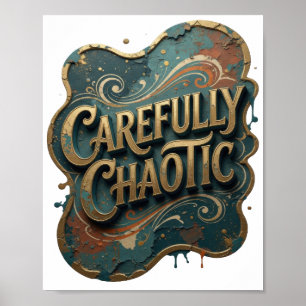 Poster Snappy Gold CAREFULLY CHAOTIC Arte de Texto 3D v2