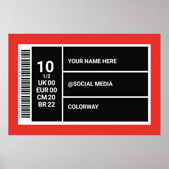 Poster Sneaker Red Sneaker Personalizado Wall Art Caixa 1 (Frente)