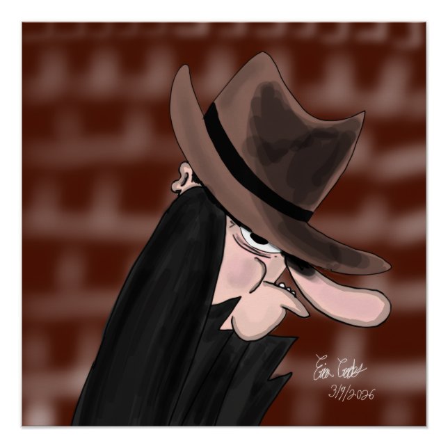Pôster Sneaky villain cartoon character (Frente)