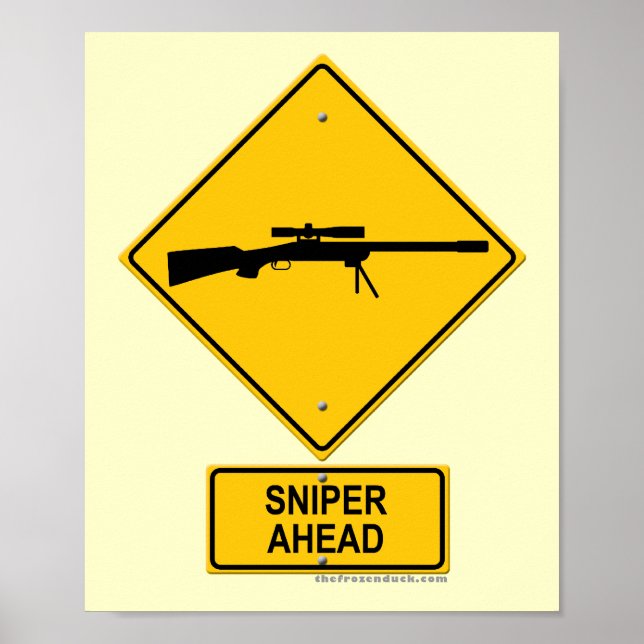 Pôster Sniper Ahead - Sinal de Aviso (Frente)