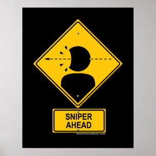 Poster Sniper Ahead Warning Sign (Captura de Cabeça)