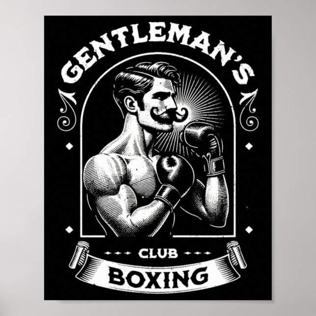Poster #snirt Clube de Boxe Gentleman Retro Com Caixa Mot (Frente)