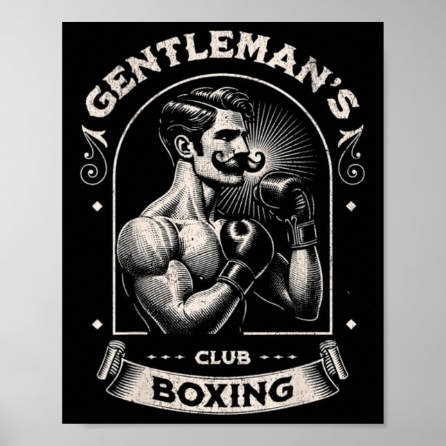 Poster #snirt Clube de Boxe Gentleman Retro Com Caixa Mot (Frente)