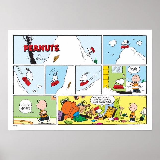 Poster Snoopy Sled Riding Comida Dish (Frente)