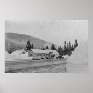 Pôster Snoqualmie, WA - fotografia da área do esqui da